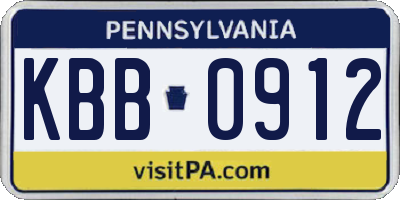 PA license plate KBB0912