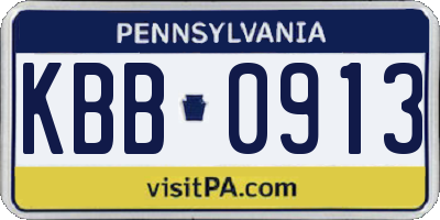 PA license plate KBB0913