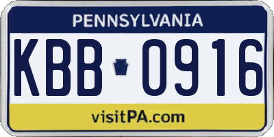 PA license plate KBB0916