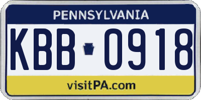 PA license plate KBB0918