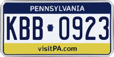 PA license plate KBB0923