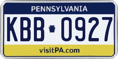 PA license plate KBB0927