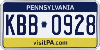 PA license plate KBB0928