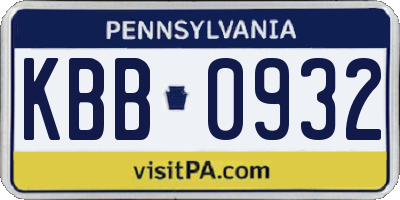 PA license plate KBB0932