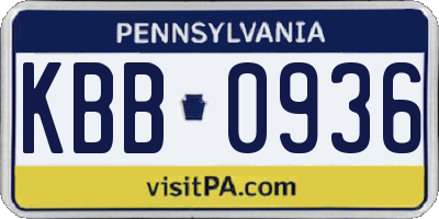 PA license plate KBB0936