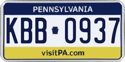 PA license plate KBB0937