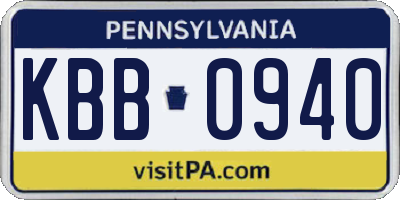PA license plate KBB0940