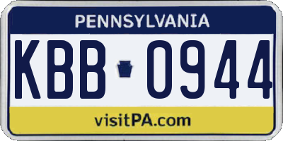 PA license plate KBB0944