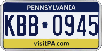 PA license plate KBB0945