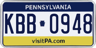 PA license plate KBB0948