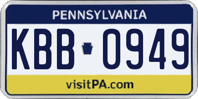 PA license plate KBB0949