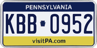 PA license plate KBB0952