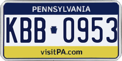 PA license plate KBB0953