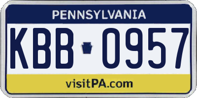 PA license plate KBB0957
