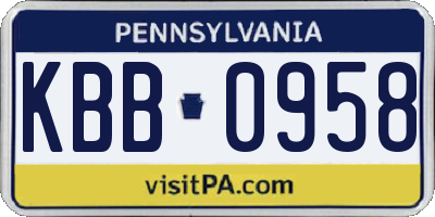 PA license plate KBB0958