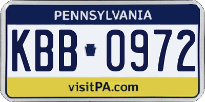 PA license plate KBB0972