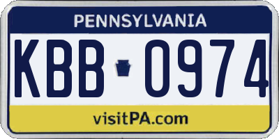 PA license plate KBB0974