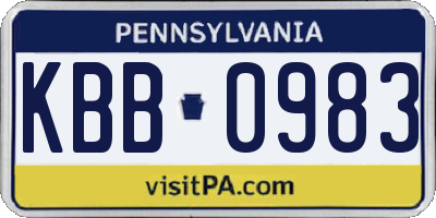 PA license plate KBB0983