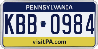 PA license plate KBB0984