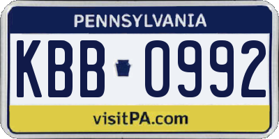 PA license plate KBB0992