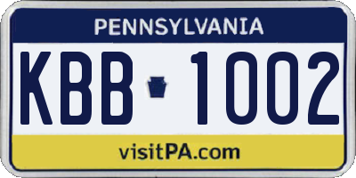 PA license plate KBB1002