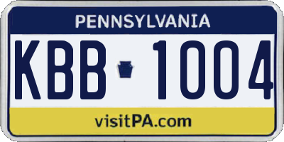 PA license plate KBB1004