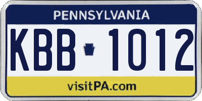 PA license plate KBB1012