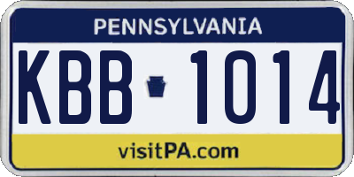 PA license plate KBB1014