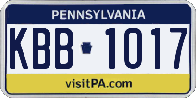 PA license plate KBB1017