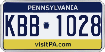 PA license plate KBB1028