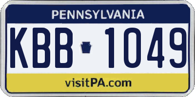 PA license plate KBB1049