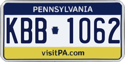 PA license plate KBB1062