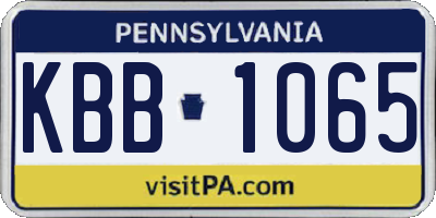 PA license plate KBB1065