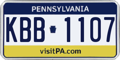 PA license plate KBB1107