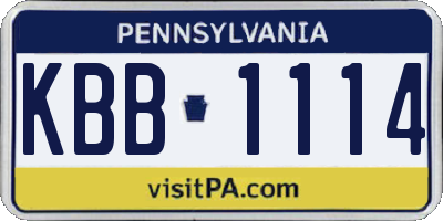 PA license plate KBB1114