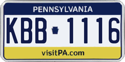 PA license plate KBB1116