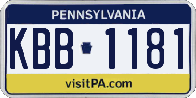 PA license plate KBB1181