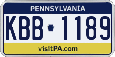 PA license plate KBB1189