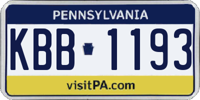 PA license plate KBB1193
