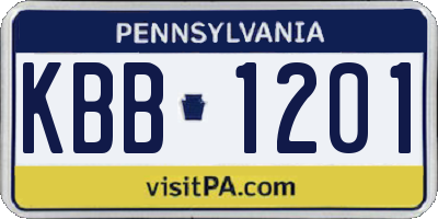 PA license plate KBB1201