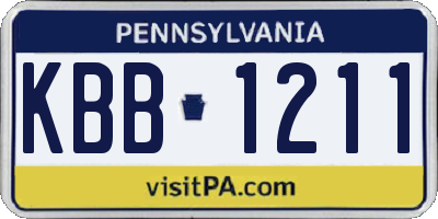 PA license plate KBB1211