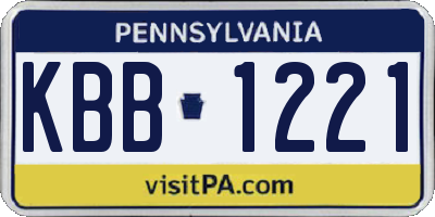 PA license plate KBB1221