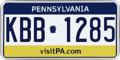 PA license plate KBB1285