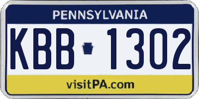 PA license plate KBB1302