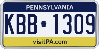 PA license plate KBB1309