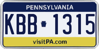 PA license plate KBB1315