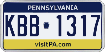 PA license plate KBB1317