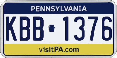 PA license plate KBB1376