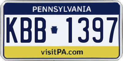 PA license plate KBB1397