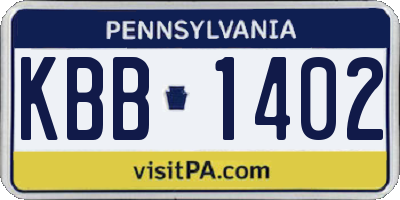 PA license plate KBB1402